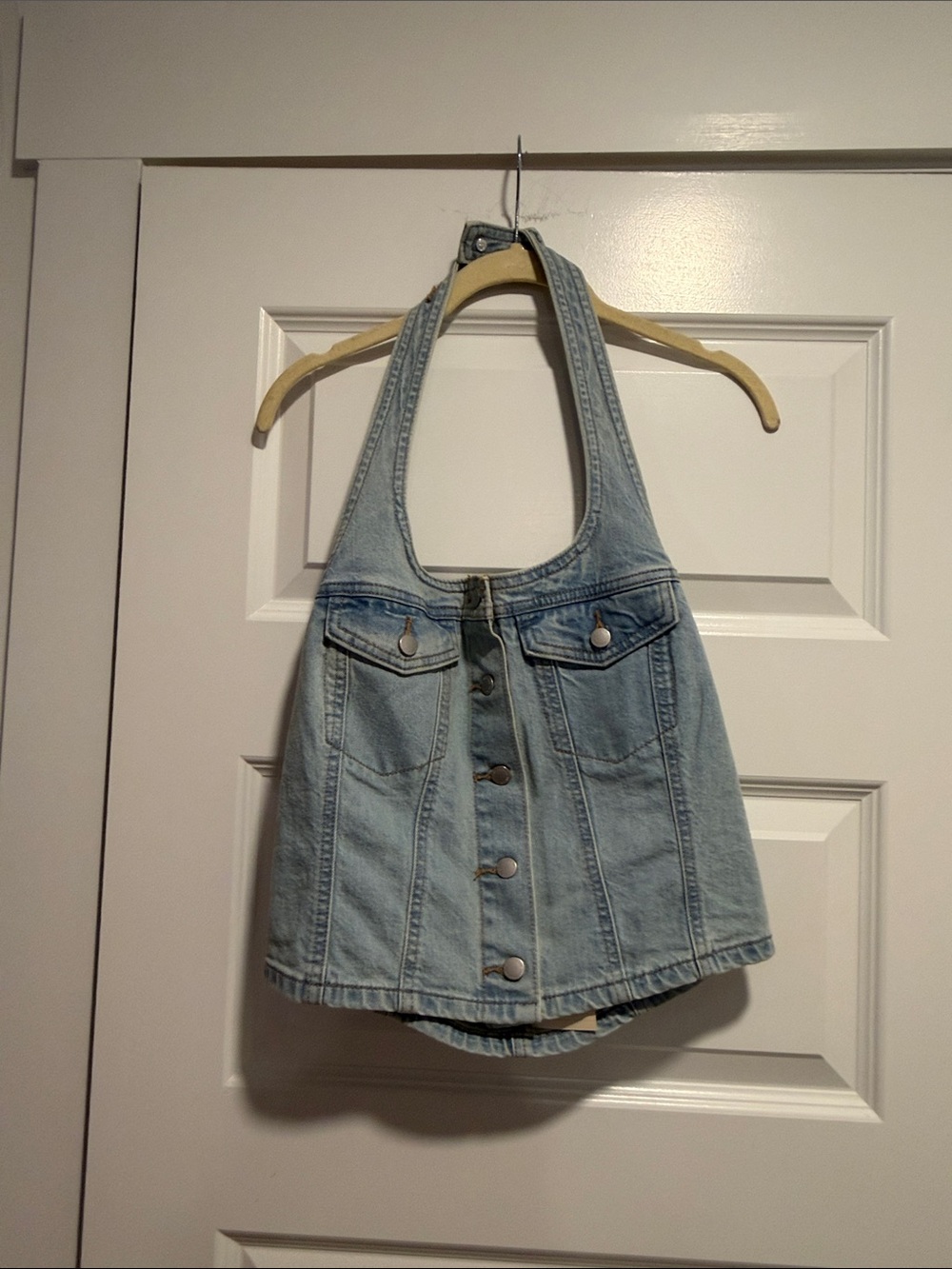 Universal Thread Light Blue Denim Halter Vest